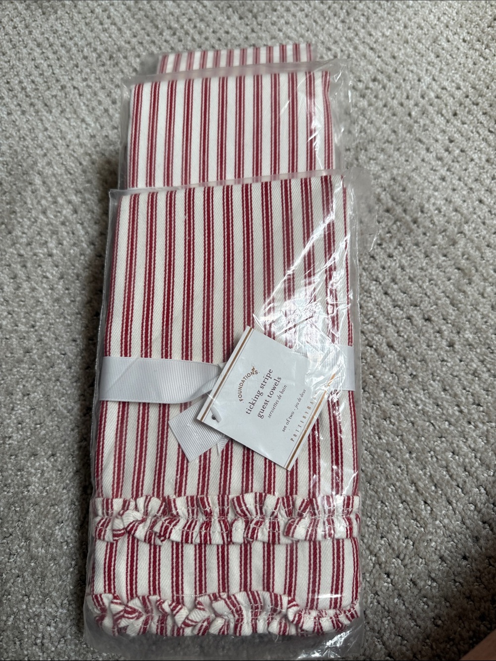 Pottery Barn Ticking Stripe Guest Towel Sets